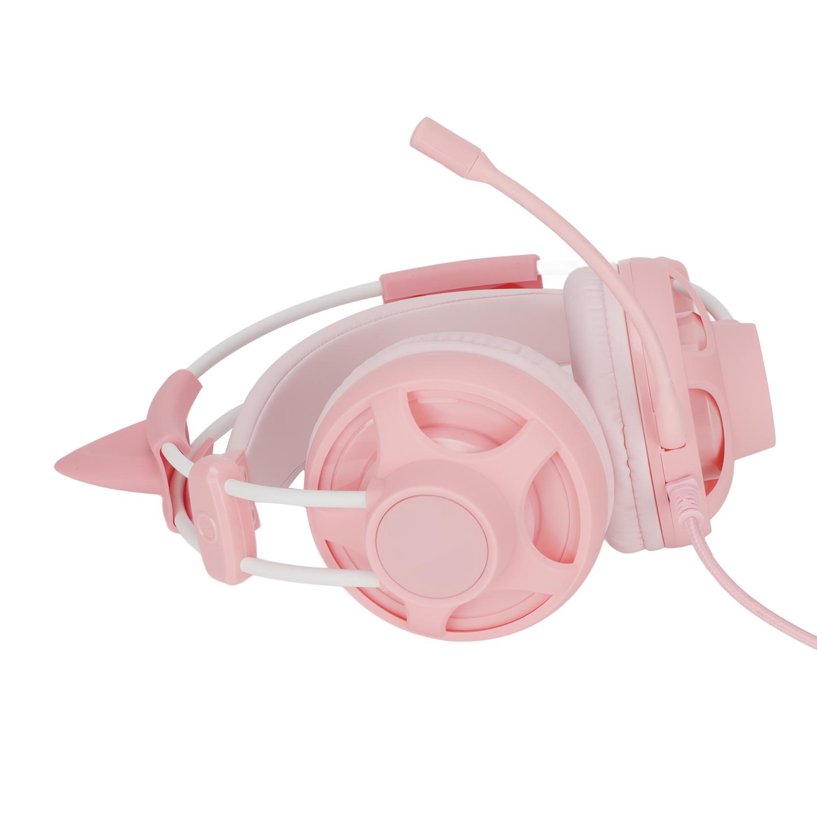 

Симпатичная игровая гарнитура с шумоподавлением, объемным звуком 7.1, проводные игровые наушники с микрофоном для розовый