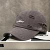 Retro Baseball Cap with Ripped Letters Sun Protection Men's Peaked Cap Trendy Asher Design Adjustable Size