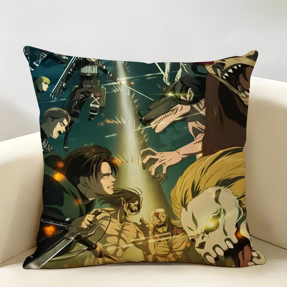 Anime AAttack On Titan Cushion Cover Natural Linen Organic Fabric DoubleSided Printing Room Sofa Decor Pillow Case