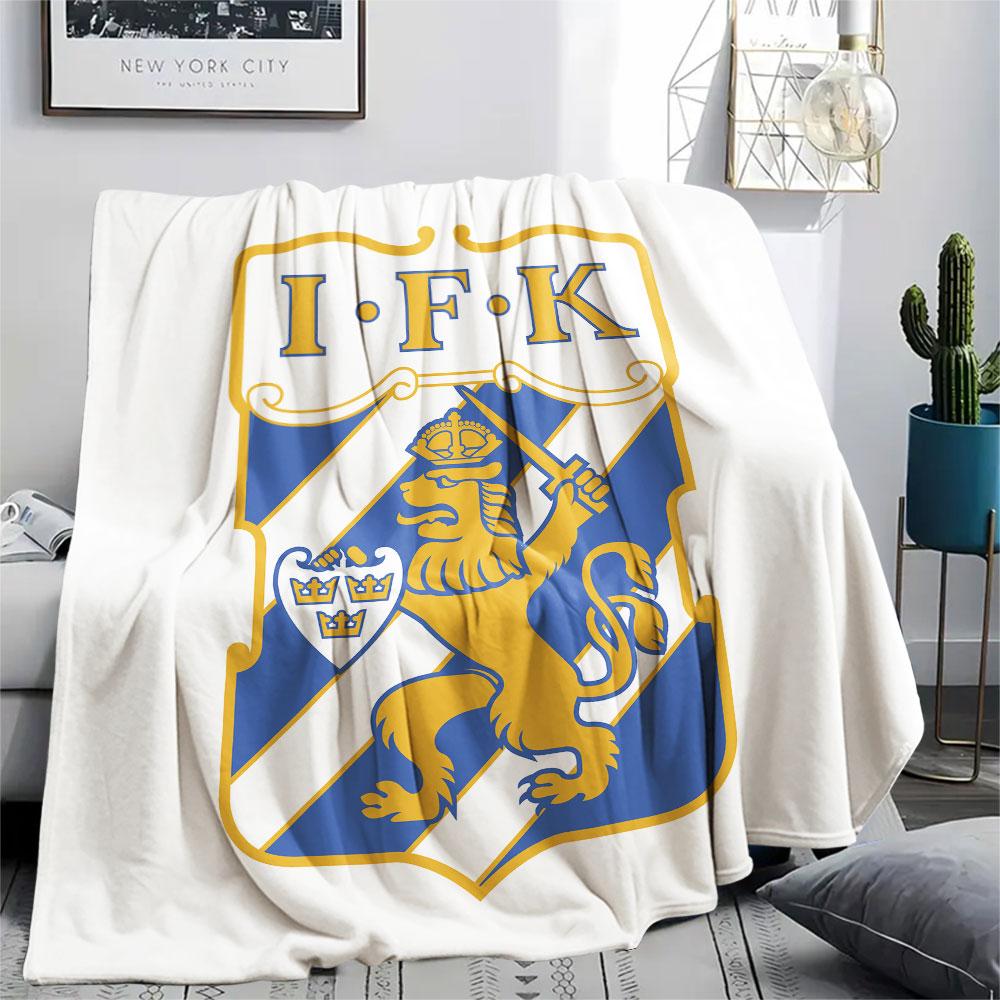 Coperta in Flanella Stampata IFK Goteborg, morbido plaid per camera da letto divano, lavabile, merchandising per tifosi di calcio, ottimo regalo.