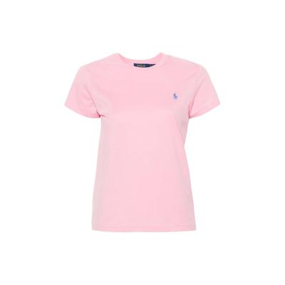 Polo Logo Brodé Col Rond Manches Courtes T-Shirt Femme T-Shirts Rose 211898698-019