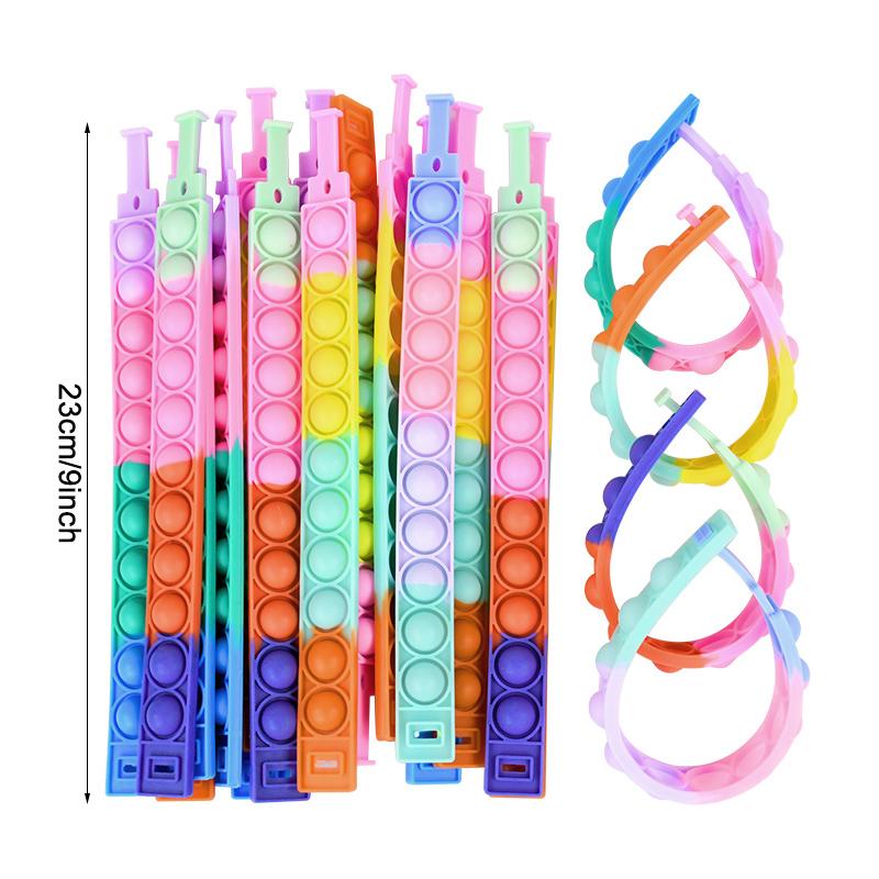 12/24Pcs Pop Bracelets Fidget Toy Kids Birthday Party Favors Goodie Bag Pinata Filler Guest Gift Sensory Stress Relief Wristband