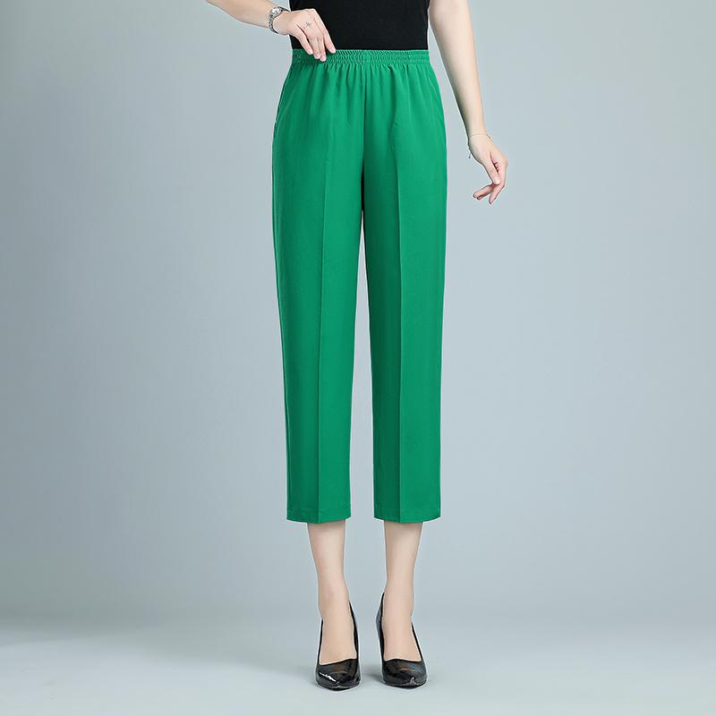 Women's Summer Thin Straight Pants Solid Color Black Trousers Summer High Waist Pants