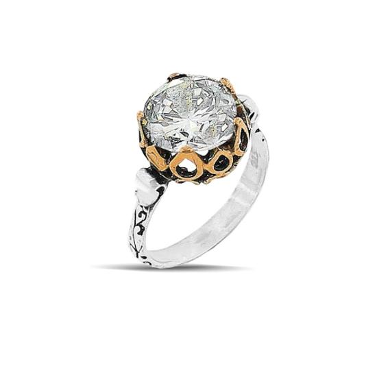 

Аутентичное серебряное кольцо с одним камнем с цирконом 10