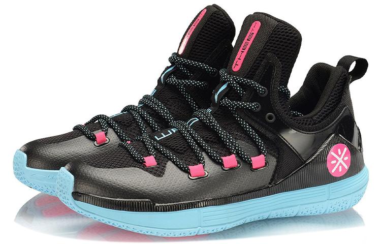 Li Ning 6th Person 2019 Basketball Shoes Men's Low Top Black/Blue/Pink ABAP017-5