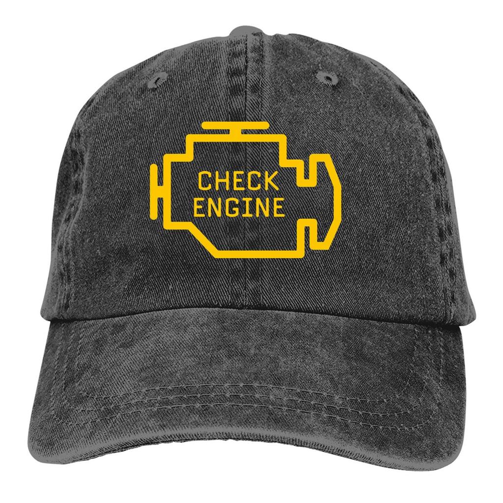 Washed Unisexs Baseball Cap Check Engine Trucker Snapback Caps Dad Hat Check Engine Light Golf Hats