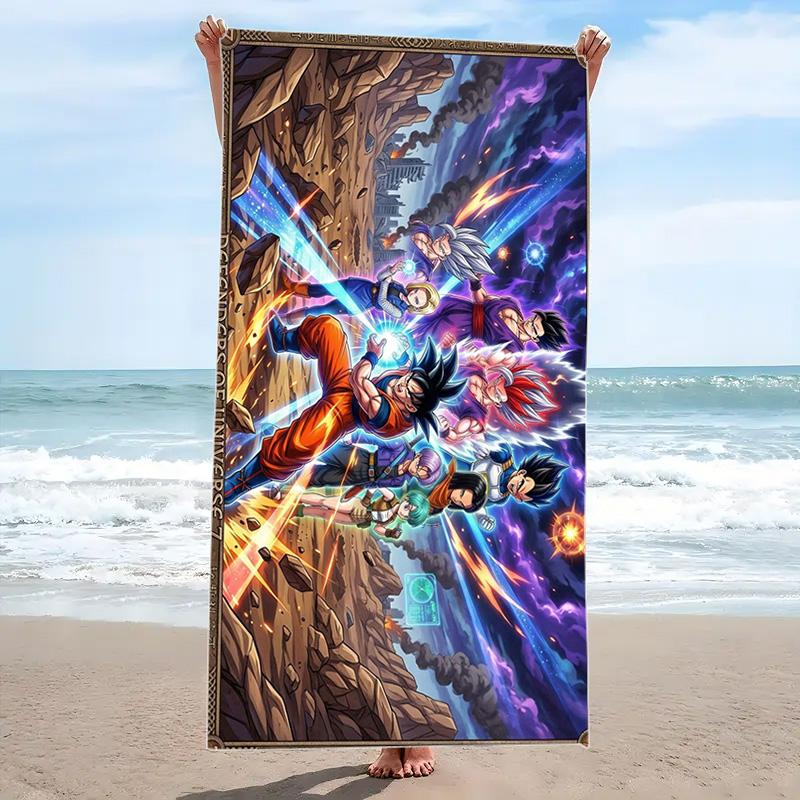Son-Goku Print Beach Towel, Large Soft Quick Dry Towel for Beach Camping Swimming