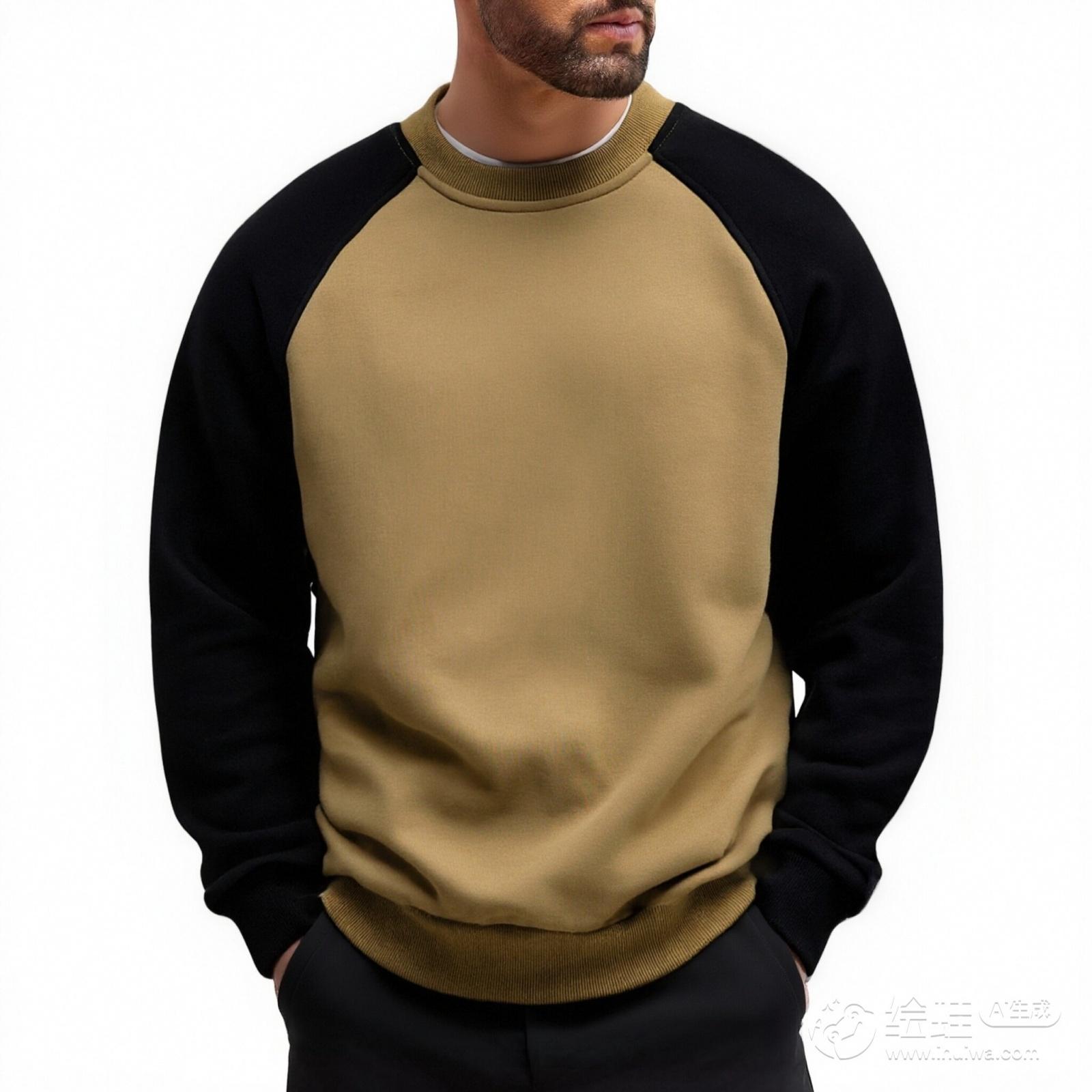 

Чоловіча та жіноча повсякденна толстовка з круглим вирізом у стилі американського ретро з кольоровими блоками, чоловічий базовий шар з довгим рукавом та толстовка-пуловер L хакі