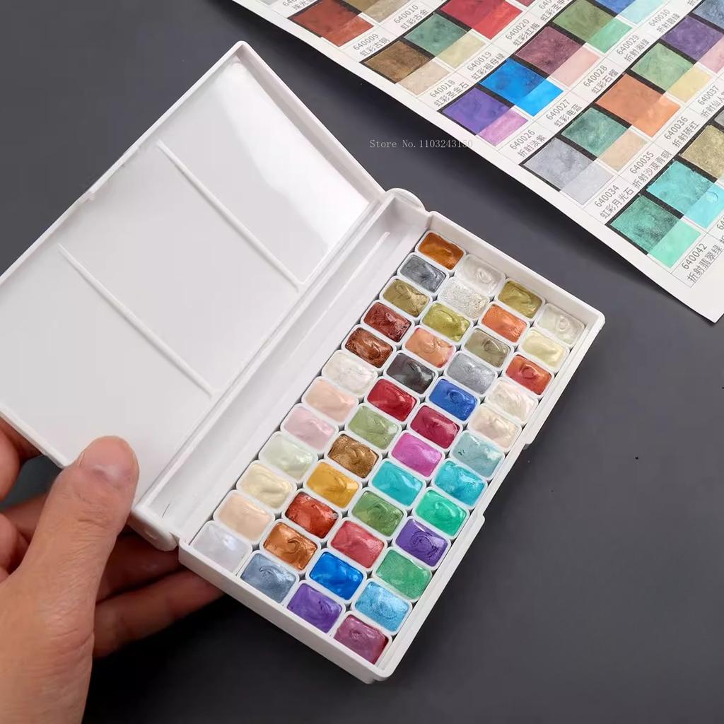 48 Farben 1ml Perlmuttfarbene Solide Aquarellfarbe Künstlerbedarf Outdoor-Skizze Handgemalte Aquarellmalerei Kreation