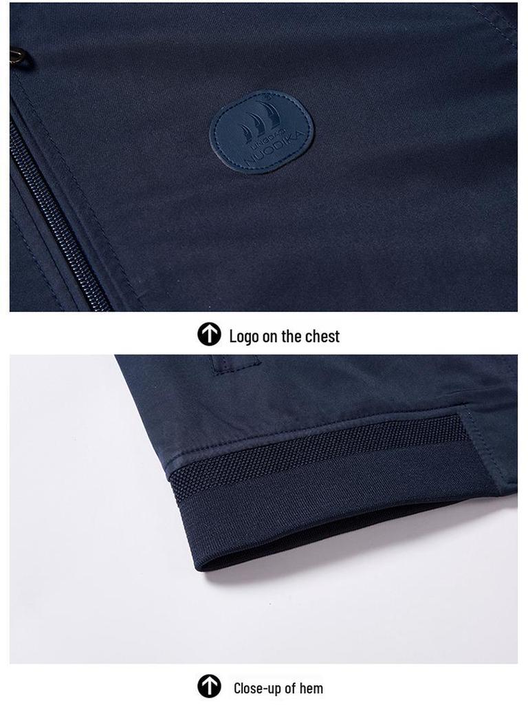 Men's Spring/Autumn Cotton Baseball Collar Jacket - Middle-Aged, Business Casual Dad's Coat