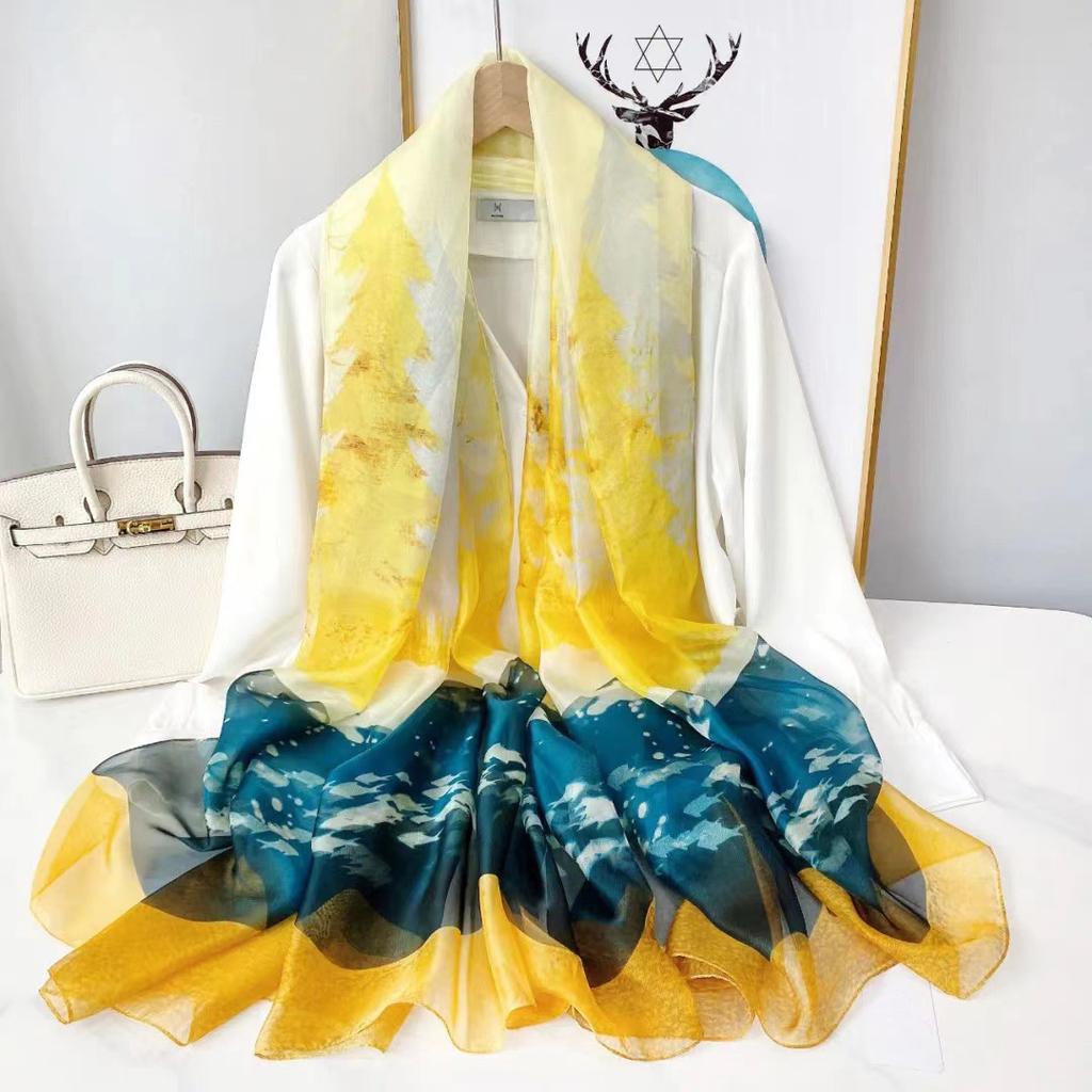 Women Scarf Fashion Large Silk Scarves Shawls Wraps Female Hijabs Pashmina Foulard Bandana Neck Hijabs Long Size Scarfs