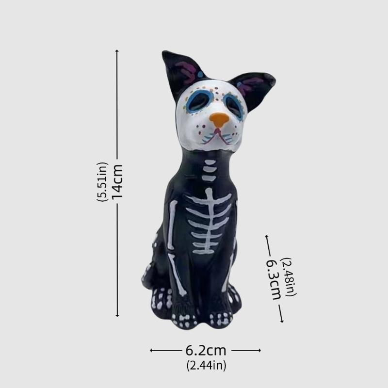 Halloweens Dog and Cats Resin Figurine Sturdy Decoration for Home Office Shelf Display