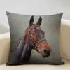 Funda de Cojín Animal Caballo Hermoso Patrón de Caballo Funda de Almohada para Sofá Decoración Artística para Sala de Estar en Casa Funda de Cojín 45x45cm Lino