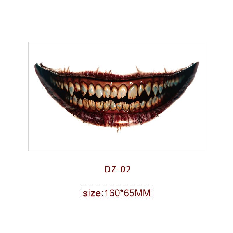 Halloween Mouth Tattoo Scary Clown Face Stickers Creepy Temporary Tattoos Waterproof Party Makeup Costume Props