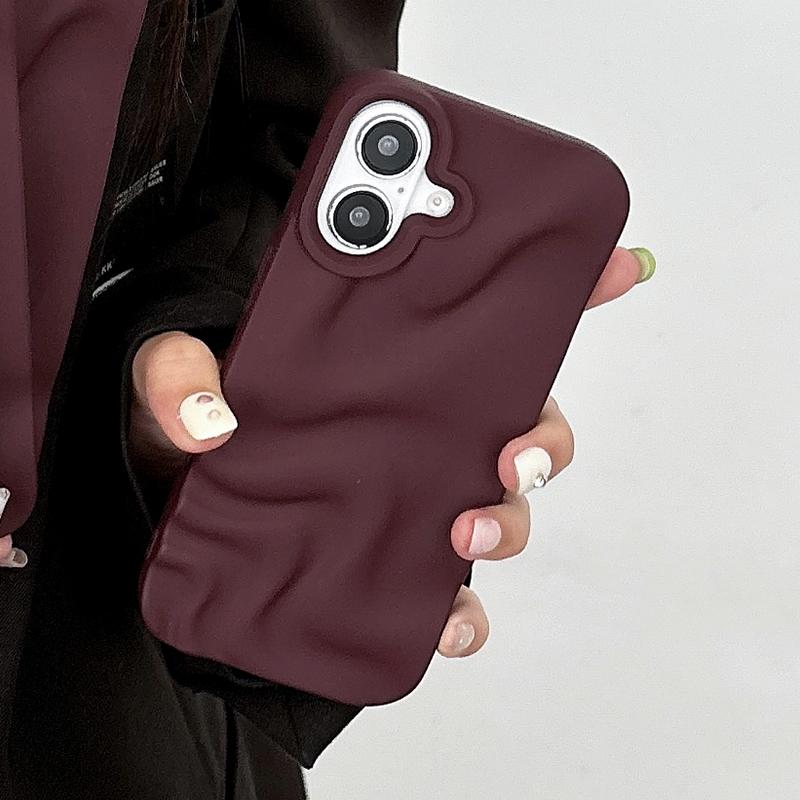 Stilvolle Weinrote Unregelmäßige Wasserwellen 3D Handyhülle Für Für Iphone 17 Air 16 1 14 13 12 11 Pro Max Weiche Silikon-Rückseite