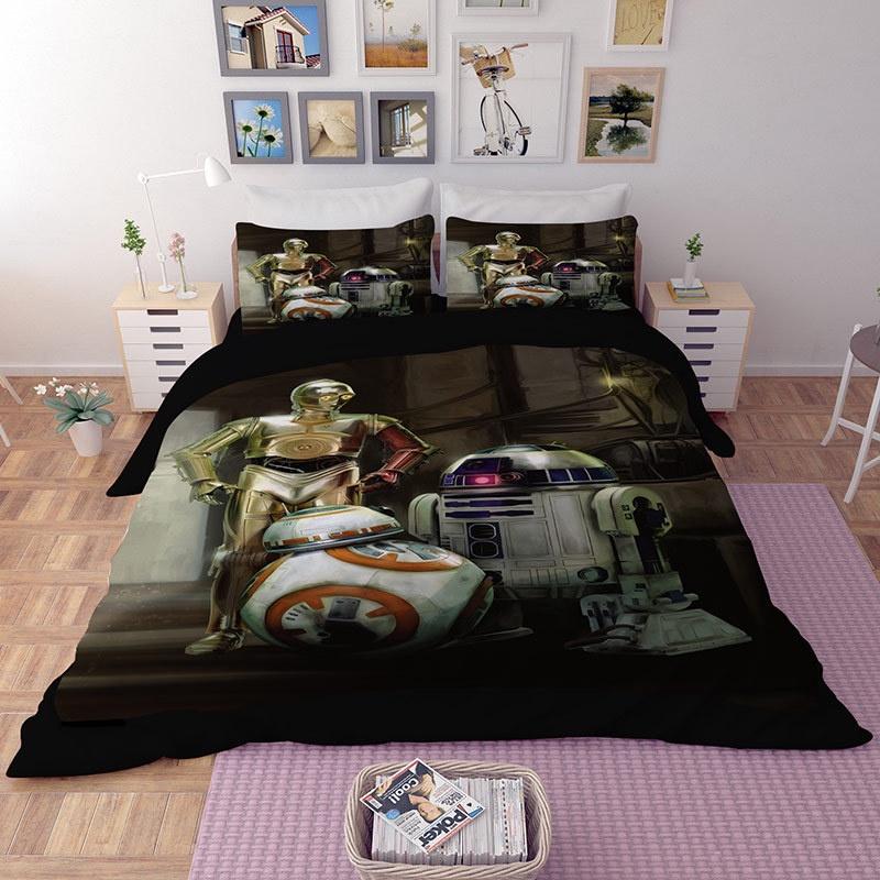 Star Wars Print Film Duvet Comforter Quilt Cover Bedding Set With Matching Pillowcases For Elegant Childrens Room Decor