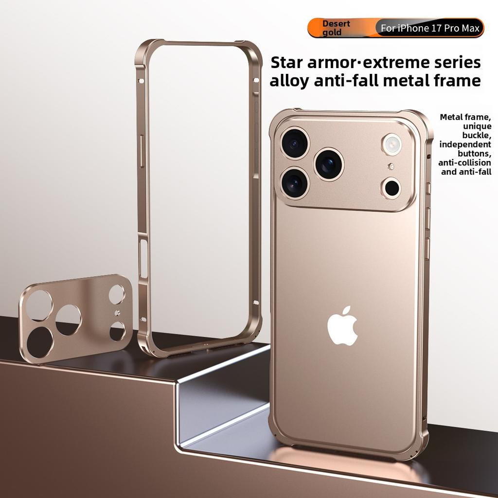Original Colour Aluminium Frame Metal Bumper Hard Case For IPhone 17Air 17 Pro Max High Quality Alloy Lens Protector Phone Cover