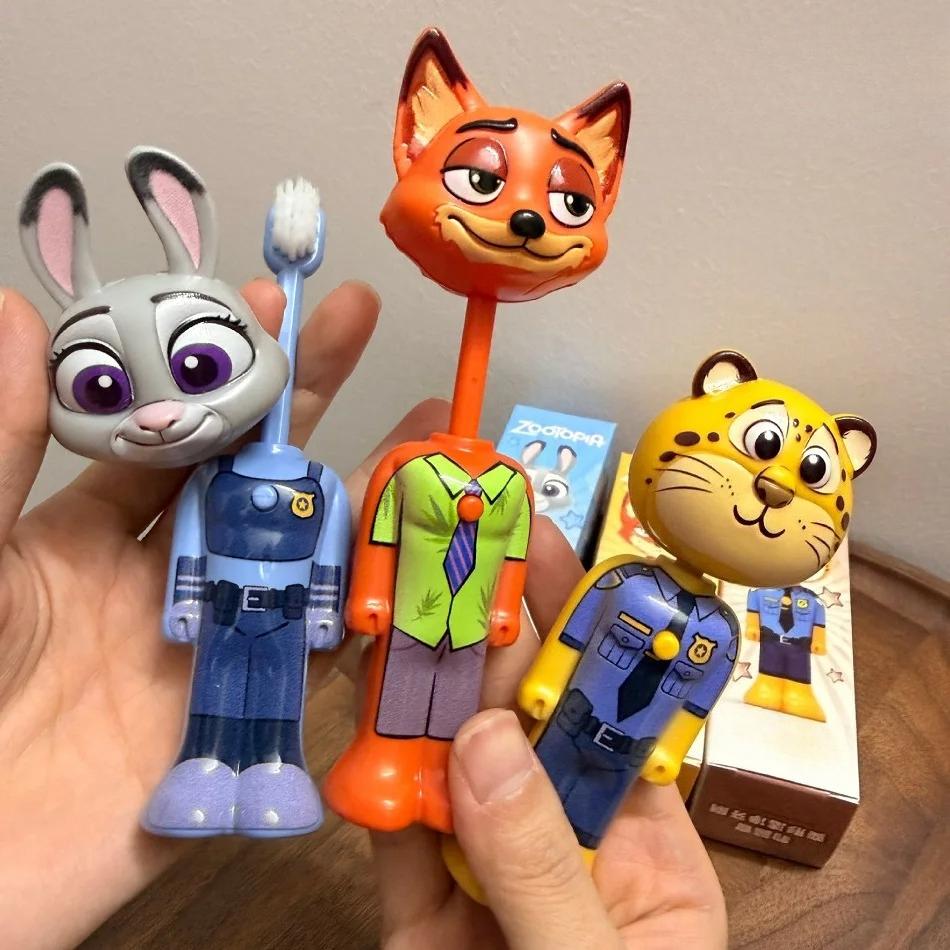Disney Zootopia Scalable Toothbrush Nick Judy Anime Figures Transformable Soft Bristled Toothbrush Fine Bristled Birthday Gifts
