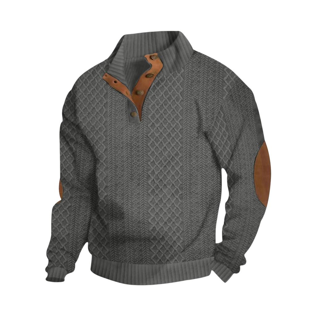 Men's Slim Fit Stand Collar Long Sleeve Pullover Sweatshirt