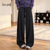 Women's High-Waisted Straight-Leg Leopard Print Drawstring Trousers