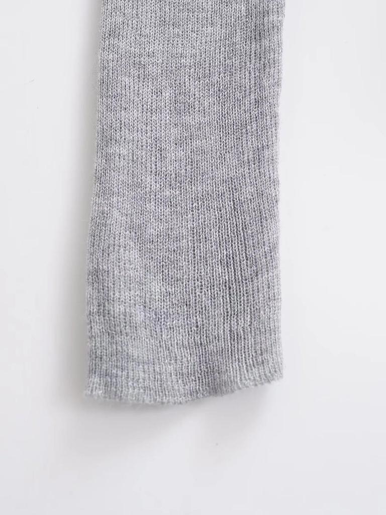 2025 Spring U-Neck Wool Knitwear: Sheer, Slim Fit, Long Sleeve Top