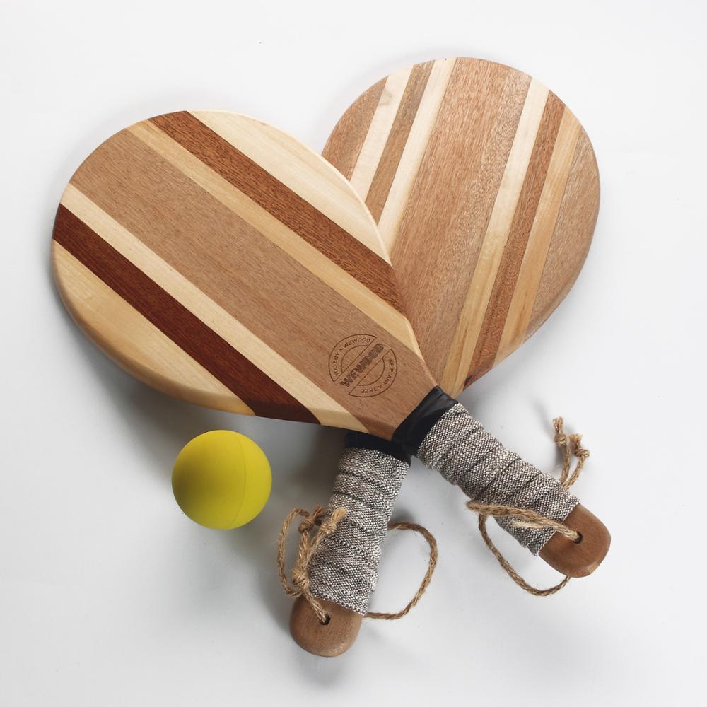 Ensemble de Raquettes de Tennis Classiques en Bois Massif pour Entraînement Professionnel Personnalisé Raquettes de Paddle pour Jeux de Plage Design Original