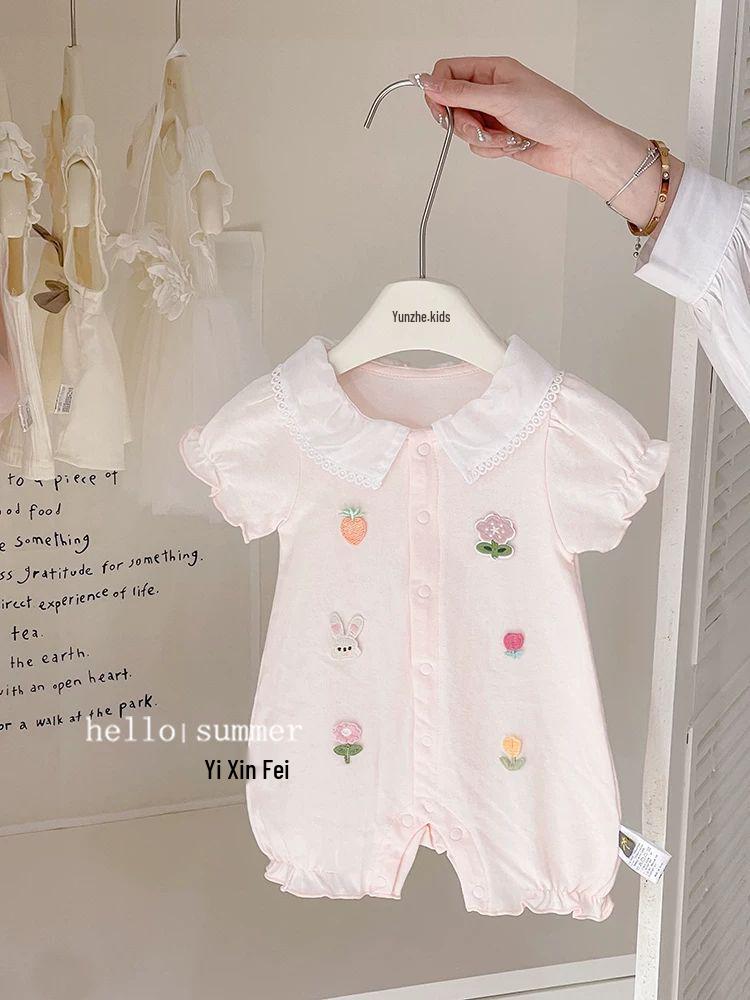 2025 Summer New Baby Girl Short Sleeve Romper - Sweet & Cute Outfit