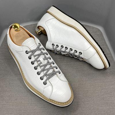 Pantofi casual clasici de modă pentru bărbați Piele naturală cu șireturi Adidași de modă Brand de lux Imprimeu Alligator Pantofi plați pentru călătorii pe stradă pentru bărbați