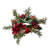 Small Tea Light Candle Holder Wreath Red Berry Garland Centerpiece for Christmas Kitchen Party Decor
