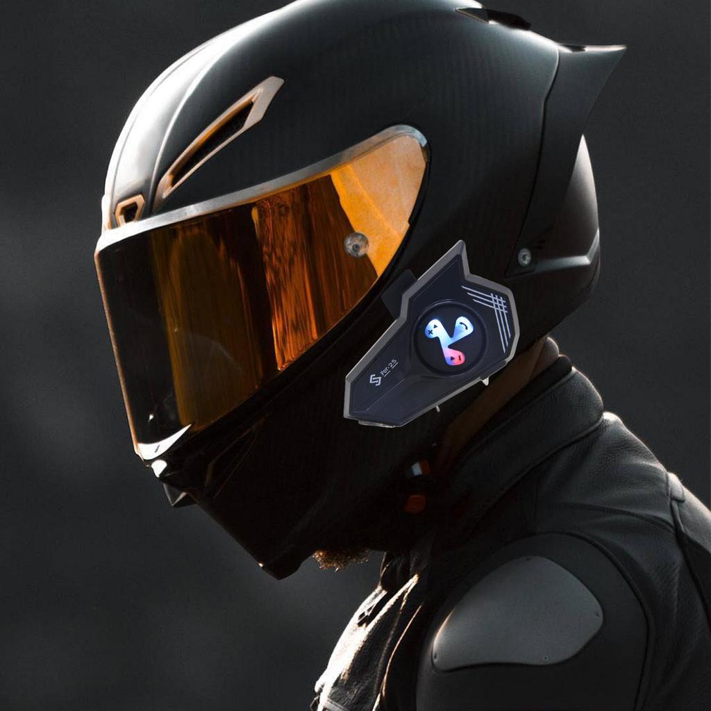 Motorcycle Headset Motorcycle Communication Systems Colorful Light Voice Assistant Noise Cancellation Waterproof Earphone for