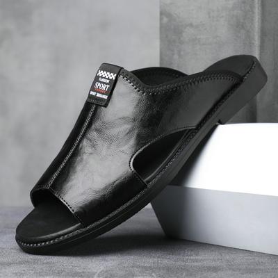 2025 Sommer Neu Herren Hausschuhe Luxus Leder Herren Sandalen Bequeme Weiche Sohle Strandschuhe Mode Hohe Qualität Herren Flache Sandalen
