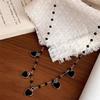 Black Heart-Shaped Tassel Bead Necklace Drip Glaze Sweet and Cool Spicy Girl Y2K Bead Chain Accessory Commuting Collarbone Chain