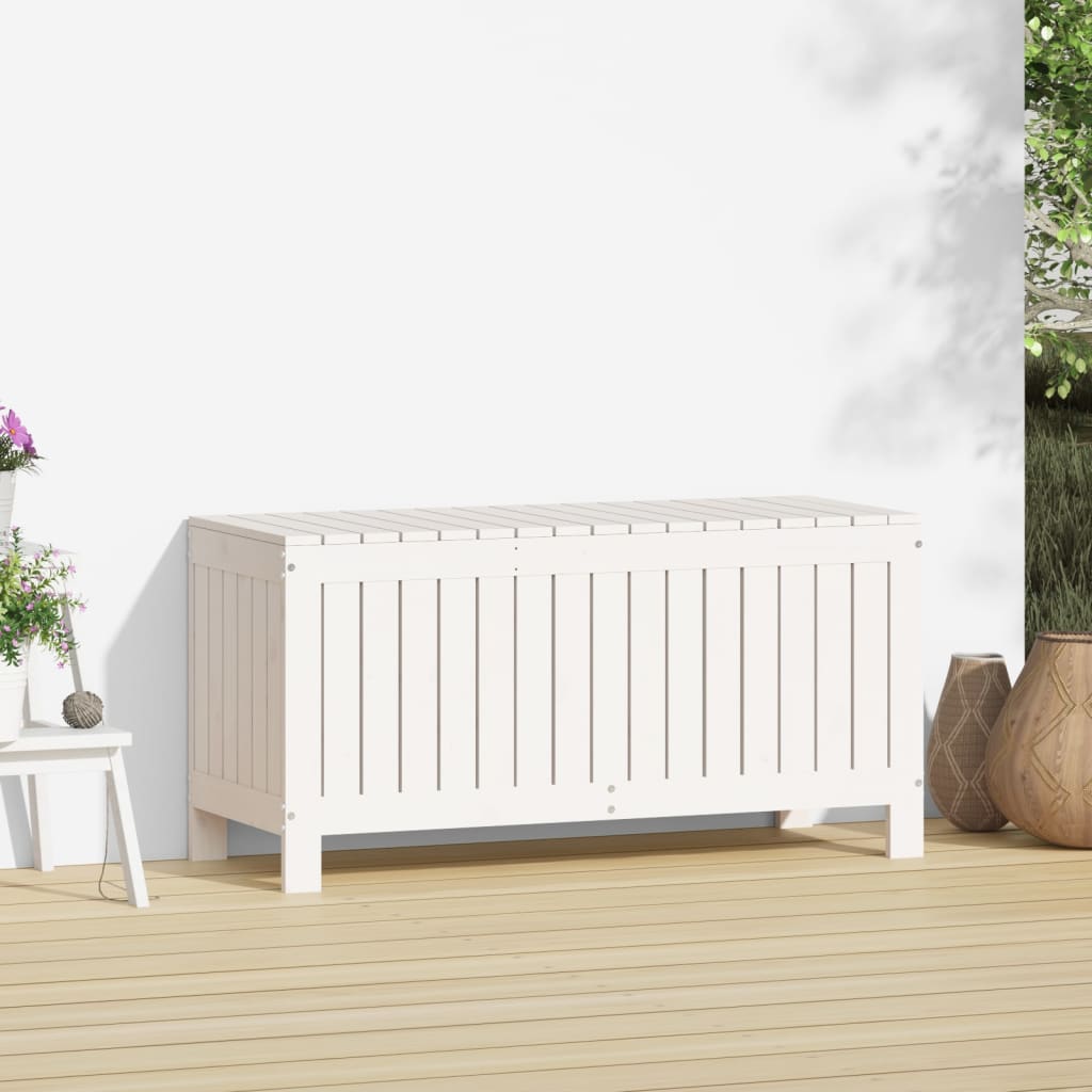 Garden Chest White 108 x 42.5 x 54 cm Solid Pine Wood