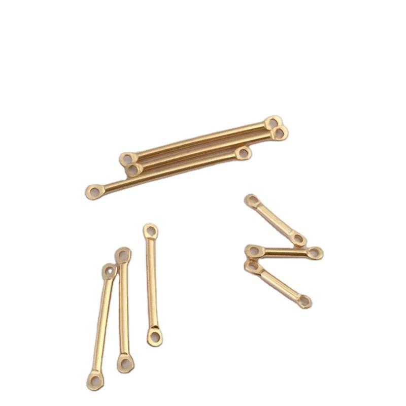 14K Fylld Guld Dubbelhål Förbindelsestång Guldinsprutningspinne DIY Örhänge Armband Halsband Förbindelse Tillbehör