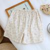 Women's Pure Cotton Double-Layer Gauze Printed Pajama Shorts - Summer Loose Fit, Versatile for Home or Outdoors