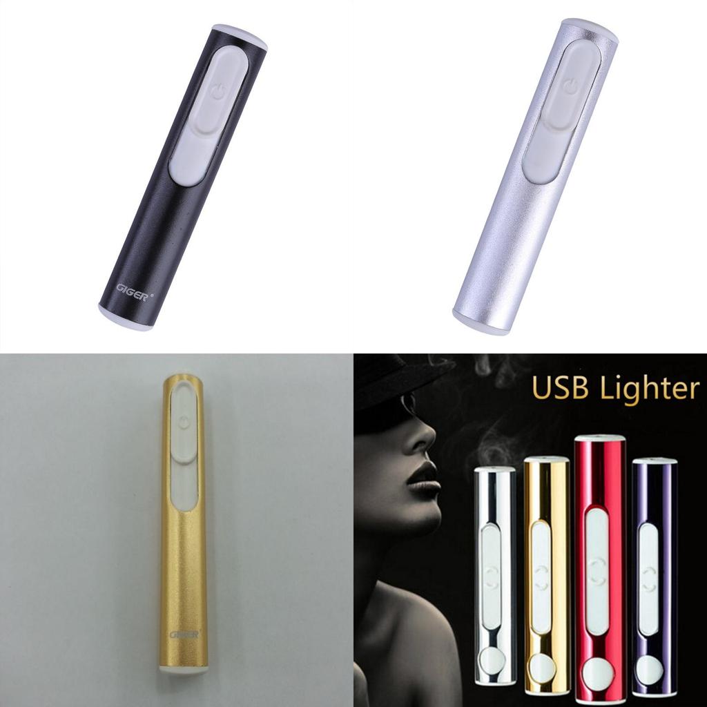 Shell Metal Silver Recharge Usb Lighter Electronic Mini Cigarette Windproof Arc