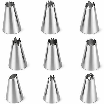 Confectionery and Decorating Tips for Cakes, Pastries, Baked Goods 9 Pcs