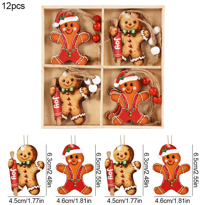 Christmas Wooden Pendants Gingerbread Man Gnomes Xmas Tree Hanging Oranment 2025 Noel Navidad Decorations for Home New Year Gift