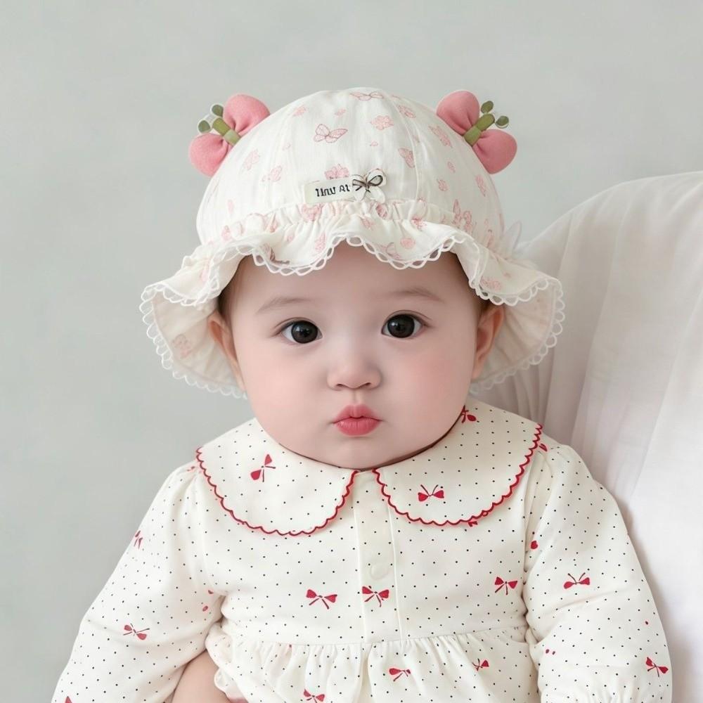 Adjustable Strap Fisherman Hat Sun Protective Bucket Hat Cute Baby Cap Girl