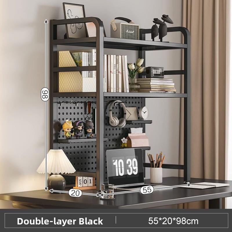 Multi-Layer Desktop Hole Board Storage Rack Stand up Computer Desk Organizer Student Dormitory Bookcase Horizontal Shelf Holder