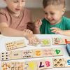 Scatola di Ferro per Bambini Illuminazione Numerica Puzzle di Legno con Animali e Cibo a Coppie Gioco di Allenamento al Pensiero Logico Giocattoli Educativi