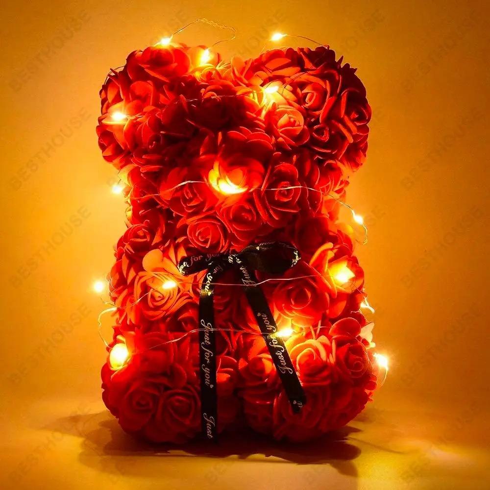 * Künstliche Rosen, Teddybär Geschenke für Frauen San