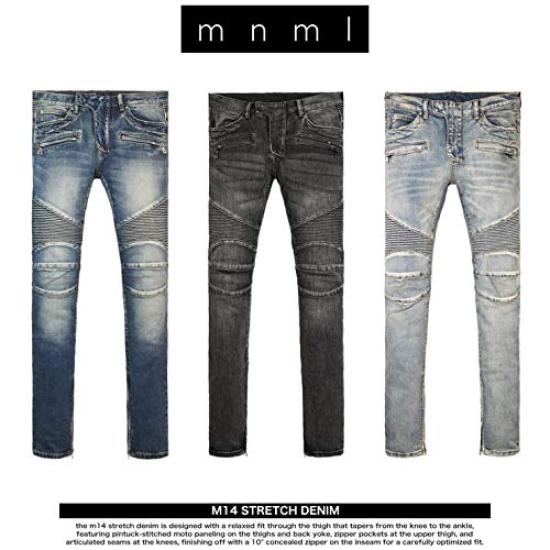 Minimal M14 Stretch Denim Blue Denim Size Blue Men's Zip-Up Pants, 29,