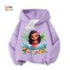 Moana 2 Vestiti felpa con cappuccio per bambine 3-14 anni Bambine Cartone animato Pullover Bambini Felpa autunnale Sportiva Regalo Ideale Quotidiano Esterno