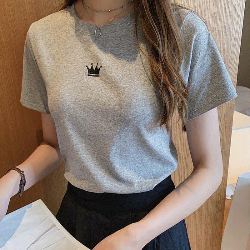 

Women s short sleeved T-shirt printed pattern women s round neck top XXS
