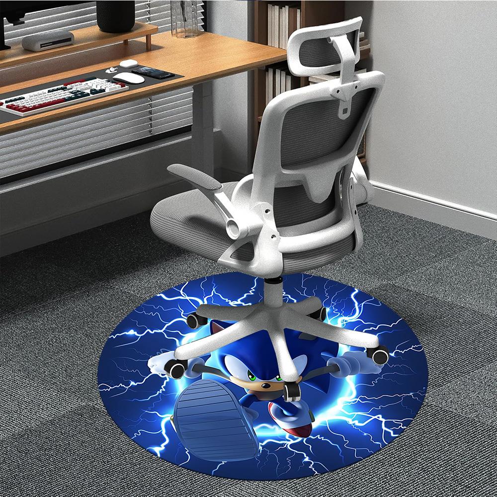 

1pc Sonic Lightning Office Round Area Rug, Under Office Chairs Bedroom Living Room Home Decor a0926017 80cm by 80cm