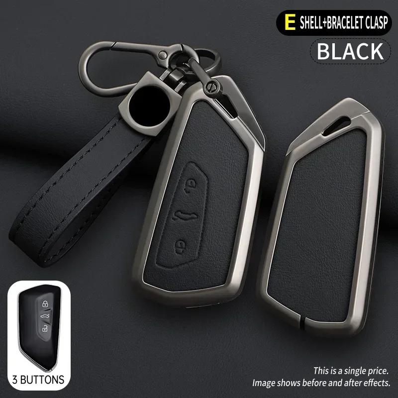Zinc Alloy Genuine Leather Auto Key Fob Cover Case Housing Fit For Vw Volkswagen Golf 8 Skoda Octavia A8 Mk8 Seat Leon Mk4 Accessory