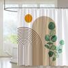 Abstract Geometric Shower Curtain Creative Line Graphics Red Lattice Fabric Printing Bathroom Accessories Bathroom Curtains Set