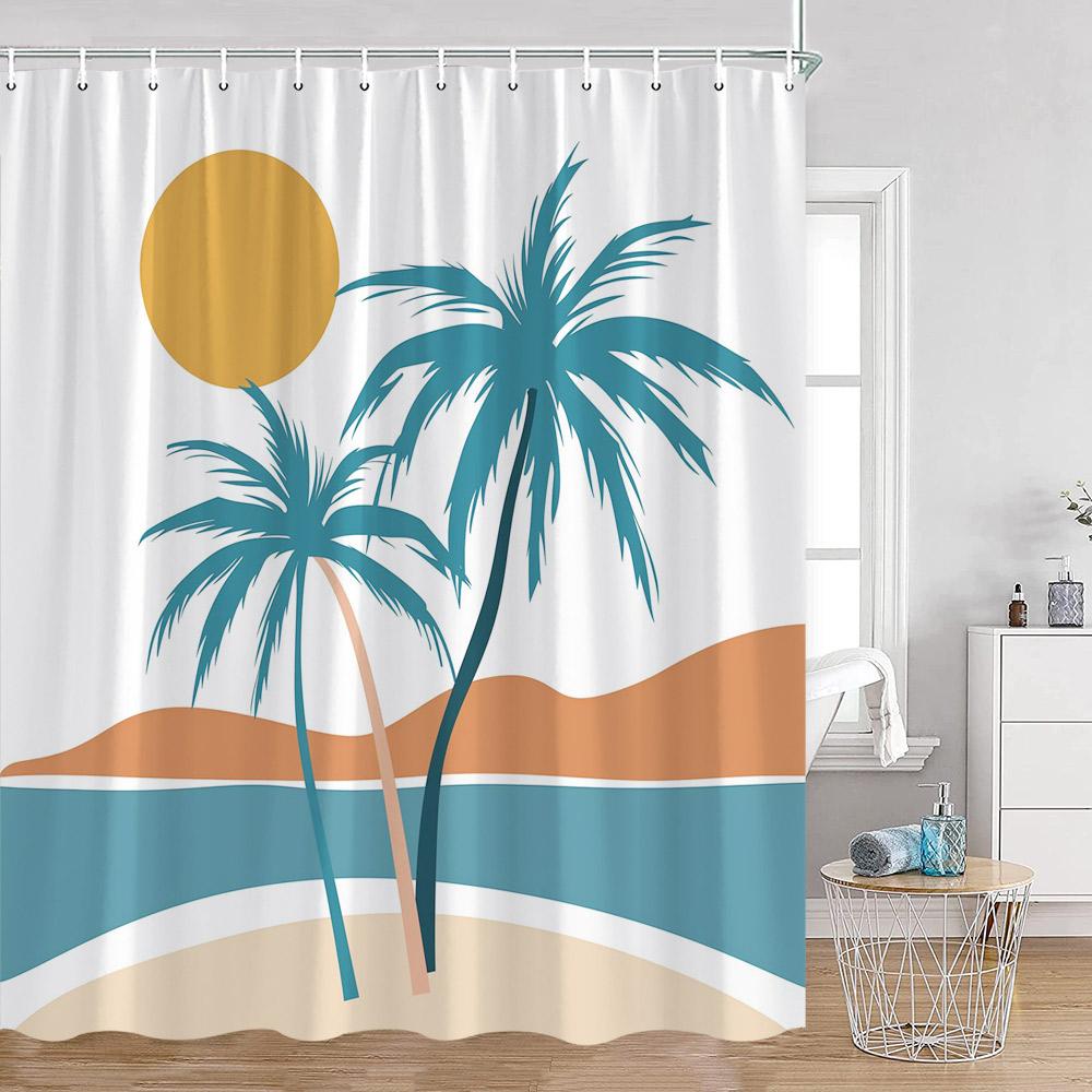 Abstract Geometrics Shower Curtains Mid-Century Nordic Minimalist Bathroom Decortaions Modern Polyester Bath Curtain With Hooks
