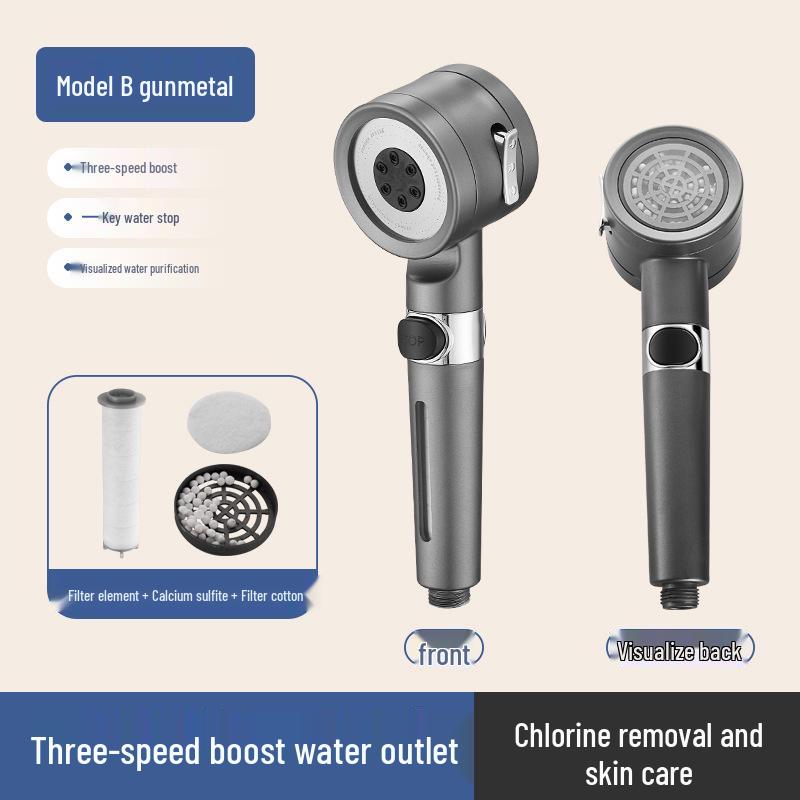 Triple Filtration Multi-Speed Dechlorination Pressurized Shower Head Set